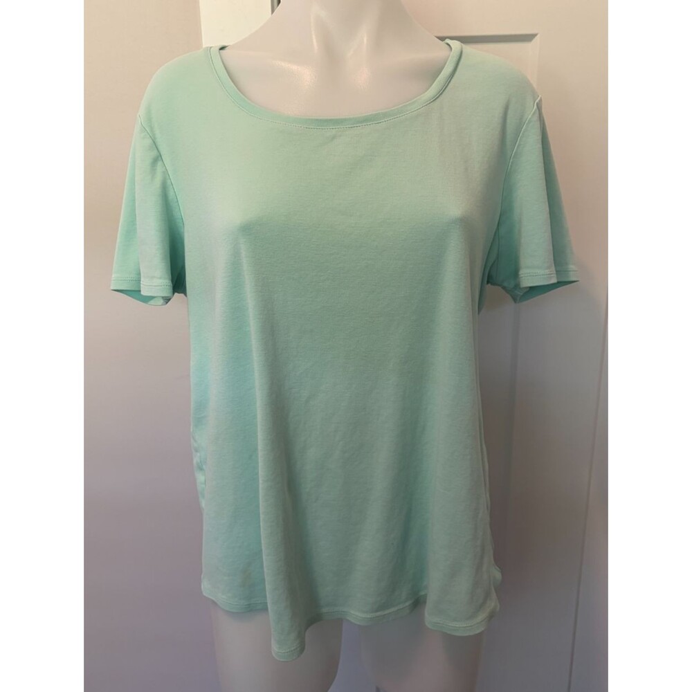 Chicos Womens Knit TOP Short Sleeve Light Green Ultimate Tee Size 3 (XL/16)